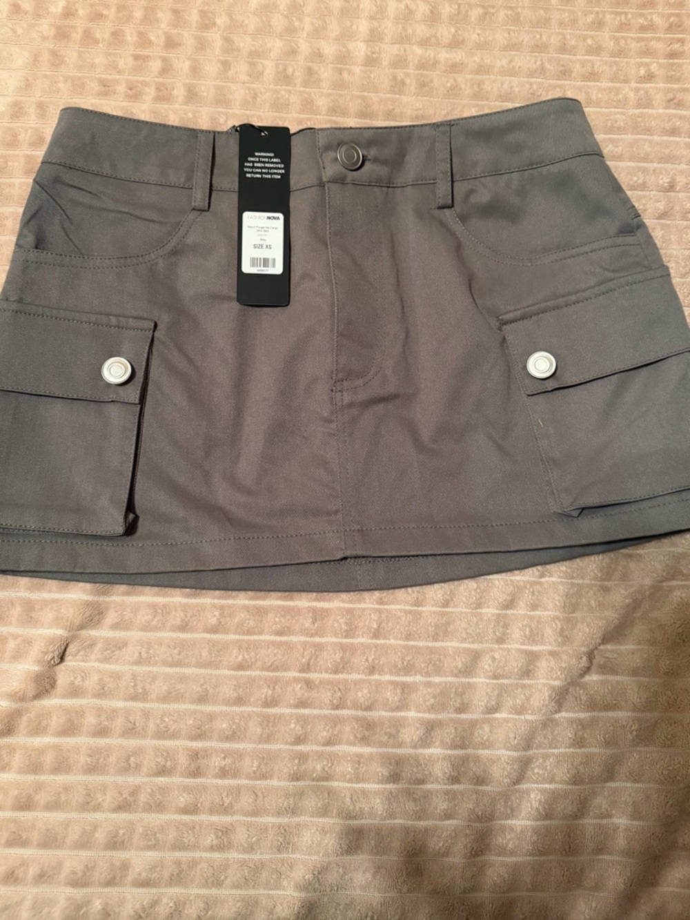 Gray Cargo Pocket Mini Skirt